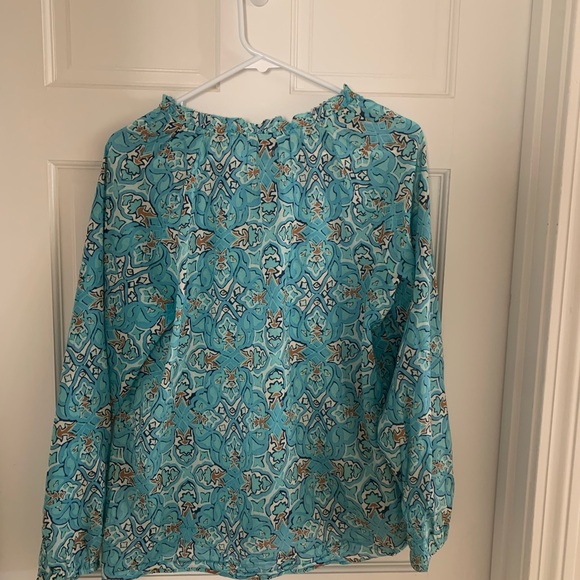 Talbots Blue Patterned Top - Picture 3 of 3